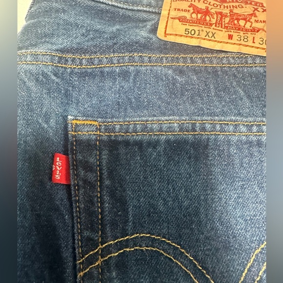 Levis 501XX Blue Button Fly Jeans, 90s Y2K, Size 34 x 28 - Picture 8 of 14